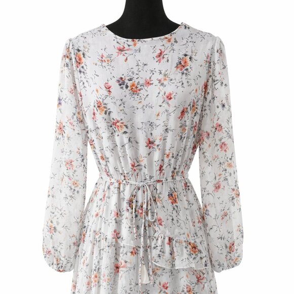 NWOT New York & Company Eva Mendes White Floral Dress Size L - Picture 5 of 12